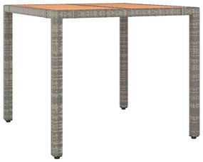 Tavolo giardino piano legno grigio polyrattan e massello acacia