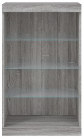 Credenza con Luci LED Grigio Sonoma 60,5x37x100 cm