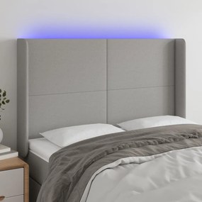 Testiera A Led Grigio Chiaro 147x16x118/128 Cm İn Tessuto /