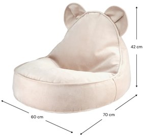 Pouf a sacco per bambini beige con rivestimento in velluto Bear – Wigiwama