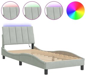 Giroletto con luci led grigio chiaro 90x190 cm in velluto
