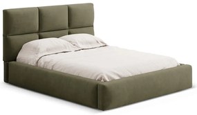 Letto matrimoniale imbottito verde con contenitore con rete inclusa 160x200 cm Libera – Windsor &amp; Co Sofas