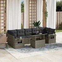 Set Divano da Giardino 8 pz con Cuscini Grigio in Polyrattan 3267780