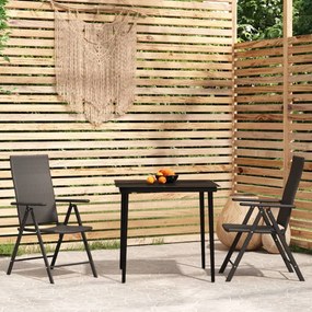 Set mobili da pranzo per giardino 3 pz nero