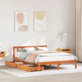 Giroletto Senza Materasso Marrone Cera 140x200cm Massello Pino /