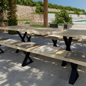Tavolo da pranzo Cross in legno grezzo naturale per 8 persone L 90 x L 200 cm