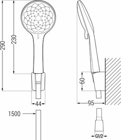 Mexen R-74 set doccia a punto fisso, nero - 785745052-70