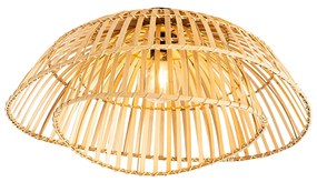 Plafoniera orientale nera con bambù naturale 62 cm - Pua