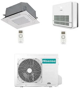 Hisense - Climatizzatore Condizionatore Cassetta 4 vie + Console R32 Dual Split Inverter 9000 + 9000 btu con u.e. 2AMW52U4RXC novitá Classe a++/a+