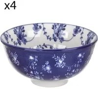 Set 4 coppette fiori blu porcellana Hanami