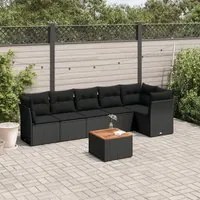 Set Divani da Giardino con Cuscini 7pz Nero Polyrattan 3255978