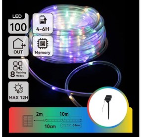 Aigostar - Catena di Natale solare a LED 100xLED/8 funzioni 12m IP65 multicolore