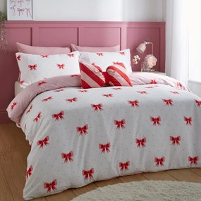Set copripiumino e federa rosa per letto matrimoniale 200x200 cm Dotty Bows – Sassy B