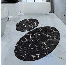 SET 2x Tappeto da bagno MARBLE 50x60/60x100 cm nero