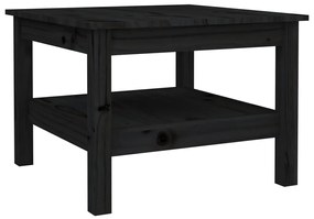 Tavolino da salotto nero 55x55x40 cm legno massello di pino
