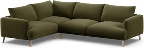 Divano angolare verde (con penisola a sinistra/a L) con rivestimento in velluto Naomi – Micadoni