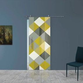 Porta scorrevole Carpet 5 in inox multicolore, L 88 x H 215 cm, con binario Lux Destra