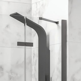 Kamalu - Box doccia 70x100 telaio gun metal porta battente laterale fisso 70cm | KT5000GM