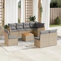 Set Divano da Giardino 9 pz con Cuscini Beige in Polyrattan 3258454