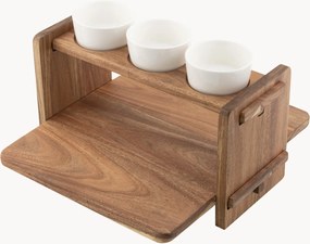 Vassoio da portata in legno di acacia con ciotole per snack in ceramica Gather 4 pz