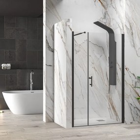 Kamalu - Porta doccia nera opaca 170 cm battente e anta fissa | KS5000N