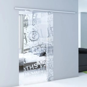 Porta scorrevole reversibile Vogue in alluminio trasparente, L 76 x H 215 cm, con binario Atena