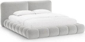 Letto matrimoniale imbottito grigio con contenitore con rete inclusa 180x200 cm Solange – Micadoni