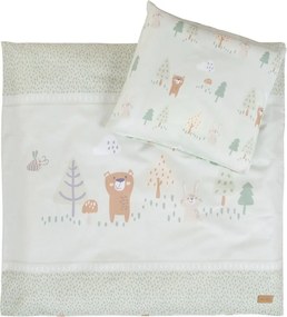 Set copripiumino e federa da bambini verde chiaro in cotone per culla 80x80 cm Woodland Buddies – Roba