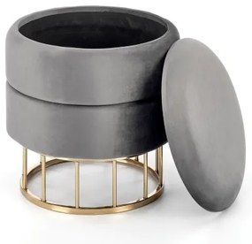 Pouf MINTY Ø 37 cm grigio/oro