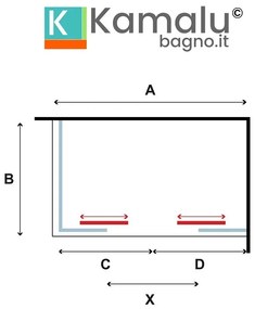 Kamalu - box doccia 190x80 doppio scorrevole altezza 180cm | kam-knf6000s