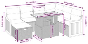 Set Divani da Giardino con Cuscini 8 pz Nero in Polyrattan