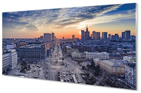 Pannello paraschizzi cucina Grattacieli al tramonto di Varsavia 100x50 cm