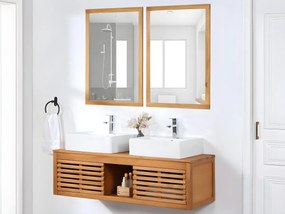 Mobile bagno sospeso con lavabo doppio e specchi 130 cm in Legno di acacia - PENEBEL