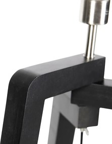 Lampada da terra nera a treppiede con paralume a righe marroni e beige 50cm - Puros