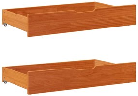 Cassettoni Per Letto 2pz Marrone Cera 95x55x16 Cm Legno Di Pino /