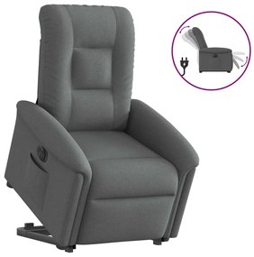 Poltrona Alzapersona Reclinabile Elettrica Grigio Scuro Tessuto /