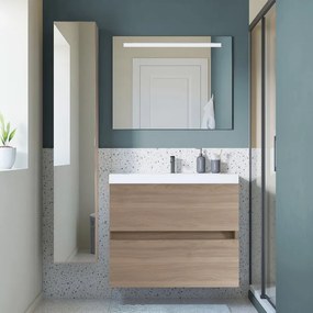 Mobile sottolavabo e lavabo Kora per vasca centrale olmo rousseau in truciolare L 80 x H 57 x P 46 cm 2 cassetti