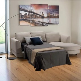 Divano Letto Angolare 271x165 cm tessuto antimacchia - Linz Beige
