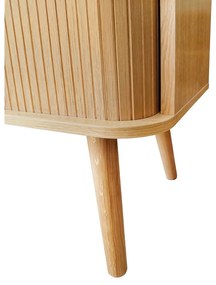 Cassettiera alta colore naturale con trama in rovere con ante scorrevoli 83x95 cm Rove - Woodman