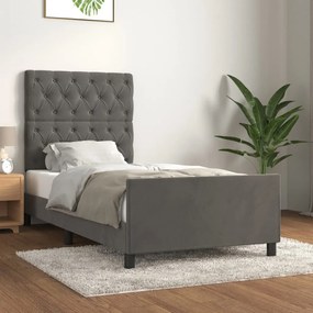 Giroletto Senza Materasso Grigio Scuro 80x200 Cm Velluto /
