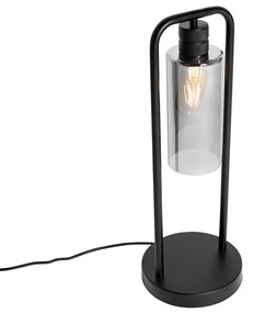 Lampada da tavolo moderna nera con vetro fumé - Stavelot