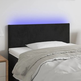 Testiera A Led Nera 80x5x78/88 Cm İn Velluto /