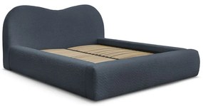 Letto matrimoniale in blu scuro imbottito con spazio contenitivo con rete inclusa 160x200 cm Orlane – Bobochic Paris