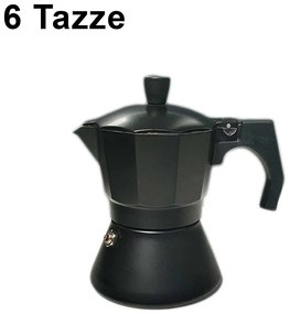 Caffettiera Moka in Alluminio Antiscivolo e Resistente Adatta a Tutti i Tipi di Piano Cottura Escluso Piano ad Induzione 6 Tazze Nero