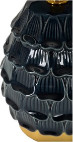 Lampada da tavolo blu in ceramica con paralume in tessuto (altezza totale 30,5 cm) Pigny – Mauro Ferretti