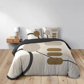 Set copripiumino e federa beige in cotone per letto matrimoniale ed esteso 240x220 cm Santana – douceur d'intérieur