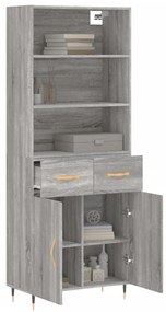 Credenza grigio sonoma 69,5x34x180 cm in legno multistrato