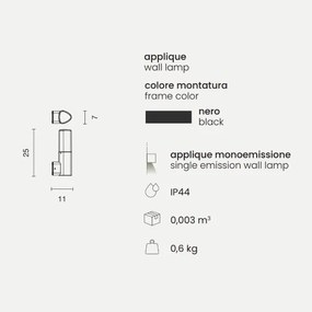 Lampada Applique da esterno POU in alluminio NERO