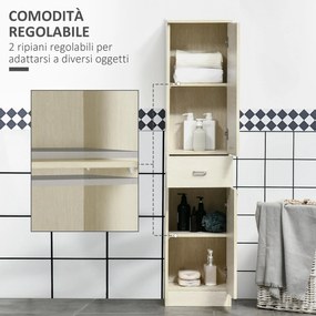 Mobile a Colonna per Bagno 34x34x150 cm 2 Ante 1 Cassetto Color Legno...