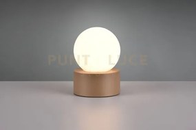 Countess lampada da tavolo base metallo effetto legno e vetro sfera...